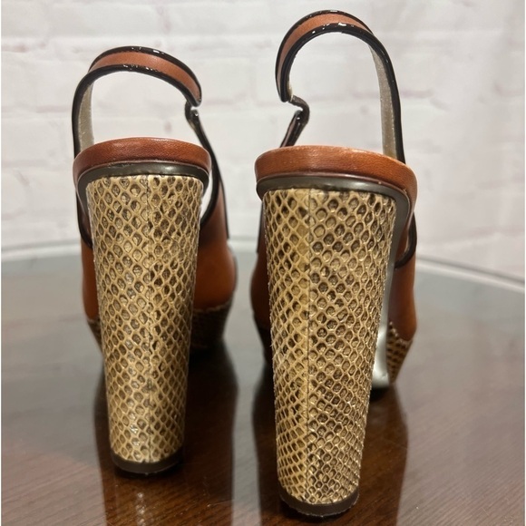 DOLCE & GABBANA python & cow leather platform peeptoe slingback sandals EUC 7 - Picture 3 of 10